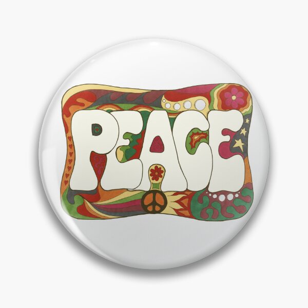 Item preview, Vintage Psychedelic Peace and Love Art White– Retro Hippie Rainbow Groovy Peace Design designed and sold by Kellie Espie Art.