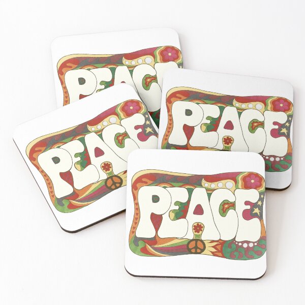 Item preview, Vintage Psychedelic Peace and Love Art White– Retro Hippie Rainbow Groovy Peace Design designed and sold by Kellie Espie Art.
