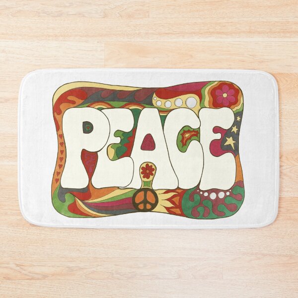 Item preview, Vintage Psychedelic Peace and Love Art White– Retro Hippie Rainbow Groovy Peace Design designed and sold by Kellie Espie Art.