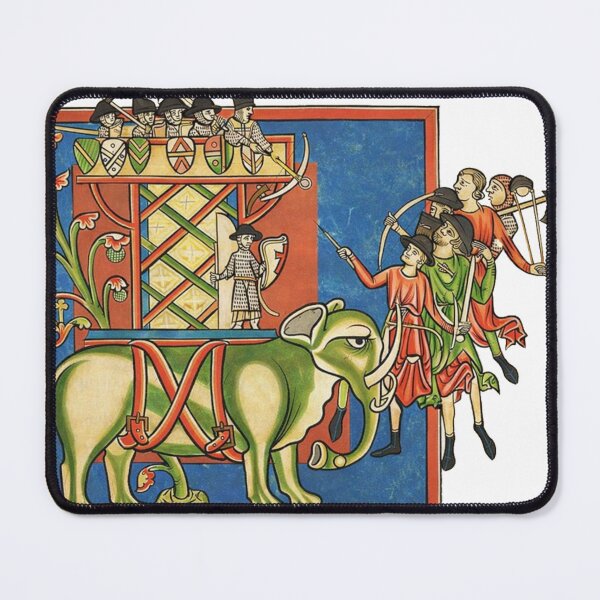 Item preview, Medieval Manuscript Illustration War Elephant Battle Scene History Art Lovers designed and sold by RickE.