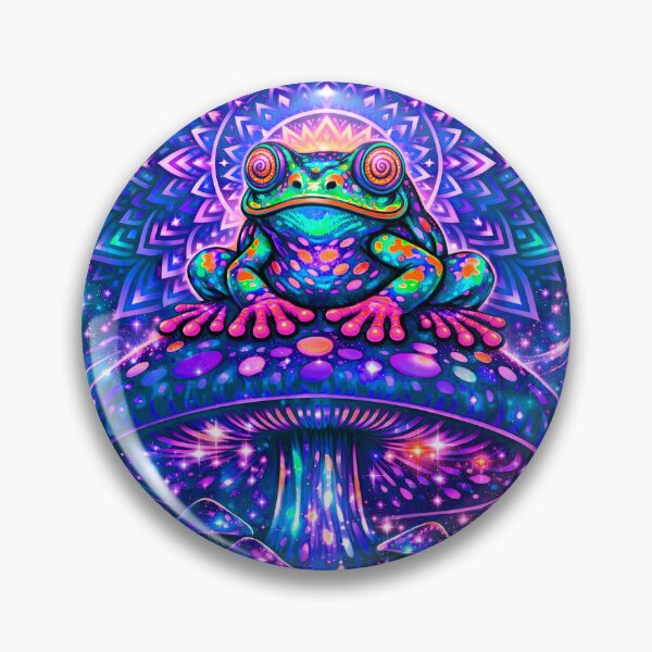 Item preview, Trippy Cosmic Frog on Magic Mushroom – Psychedelic Mandala Galaxy Frog Art designed and sold by RustedToad.