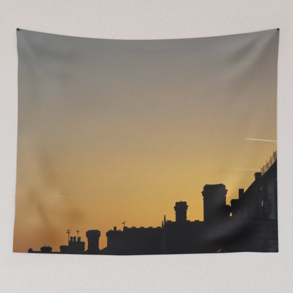 Item preview, Headcorn Chimney Pots against an Orange Sky designed and sold by Katy Fryd.