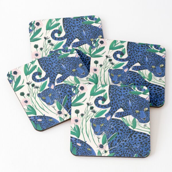Item preview, Electric Blue Leopard Jungle - Maximalist Floral Leopard Seamless Pattern designed and sold by dawnleblanc55.