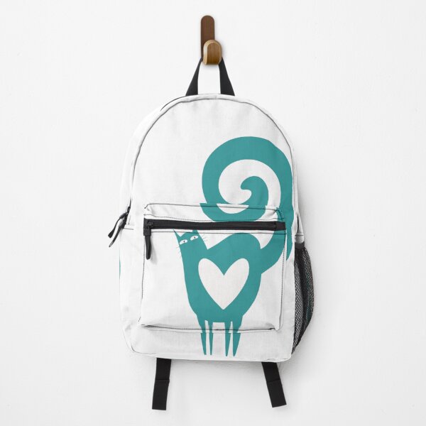 Item preview, Teal Spiral Tail Cat with White Heart designed and sold by Theselinara.