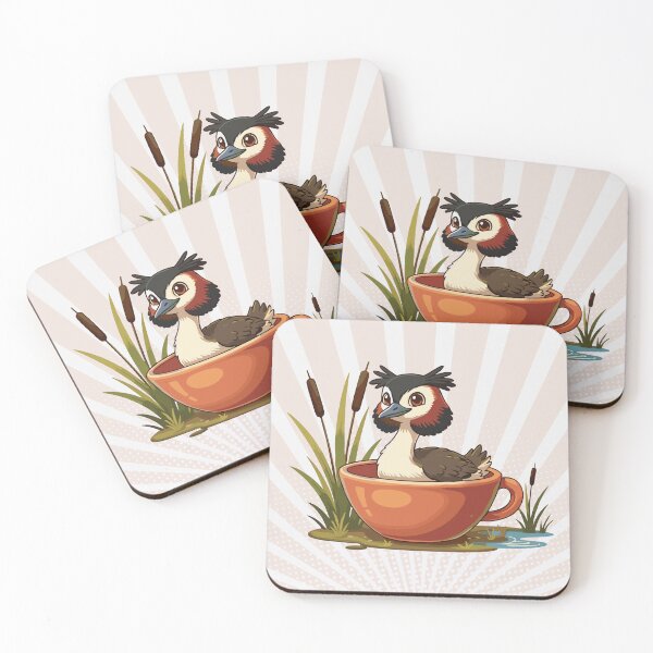 Item preview, Cute Crested Grebe in Teacup – Kiwiana Bird Art designed and sold by MvuuStudio.