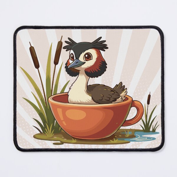 Item preview, Cute Crested Grebe in Teacup – Kiwiana Bird Art designed and sold by MvuuStudio.