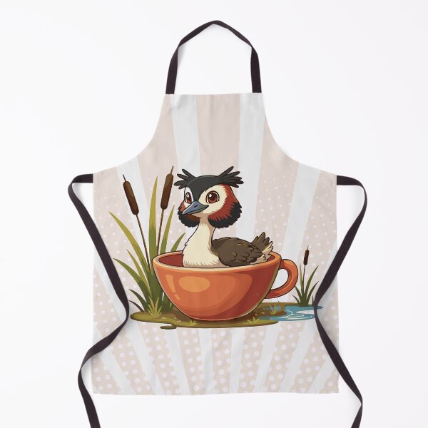 Item preview, Cute Crested Grebe in Teacup – Kiwiana Bird Art designed and sold by MvuuStudio.