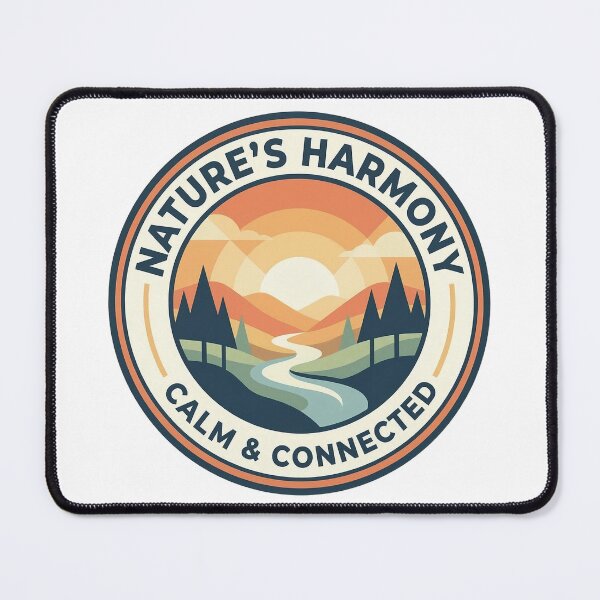 Item preview, Nature's Harmony - Calm & Connected Retro Mountain Sunset Badge designed and sold by Robo-toons.