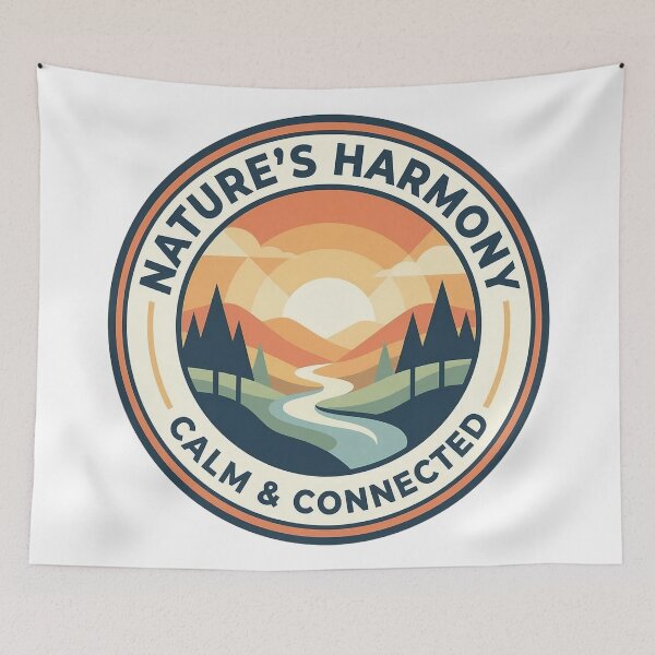 Item preview, Nature's Harmony - Calm & Connected Retro Mountain Sunset Badge designed and sold by Robo-toons.
