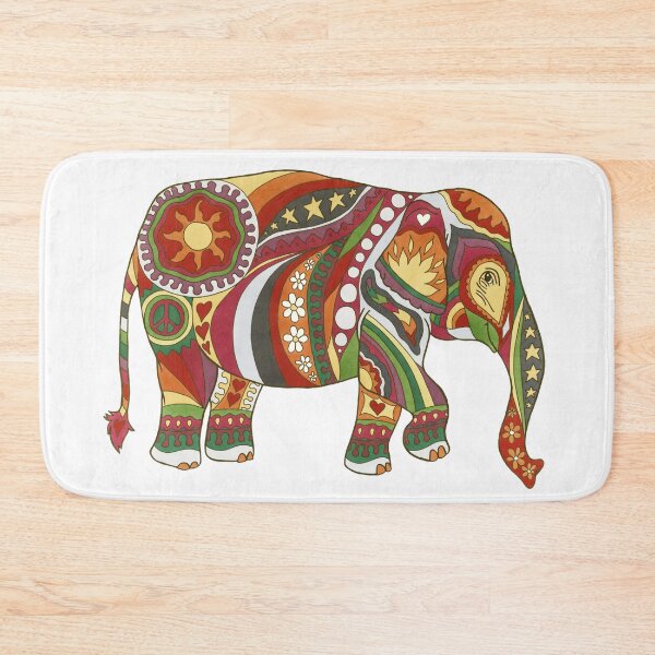 Item preview, Vintage Psychedelic Elephant Art White– Retro Hippie Rainbow Groovy Peace Design designed and sold by Kellie Espie Art.