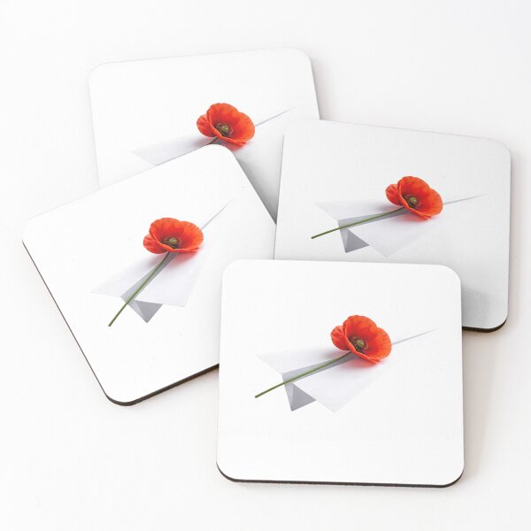 Item preview, Red Poppy on Paper Airplane – Minimalist Symbolic Art designed and sold by OBL Stories.
