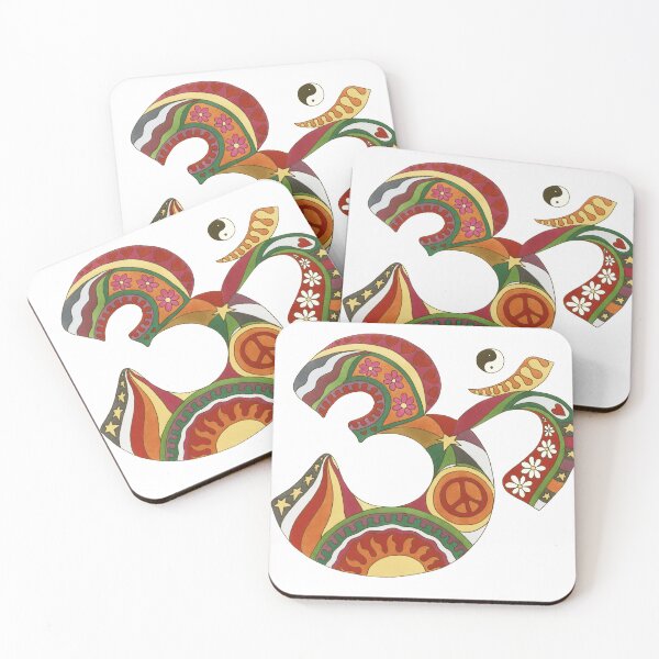Item preview, Vintage Psychedelic Fat Om Art White– Retro Hippie Rainbow Groovy Peace Design designed and sold by Kellie Espie Art.