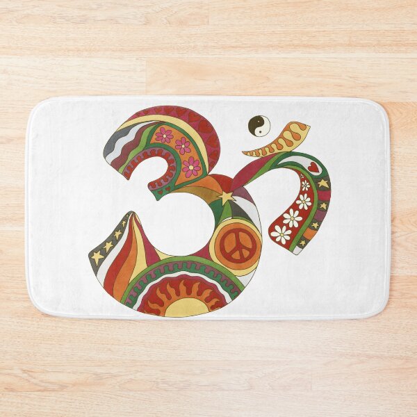 Item preview, Vintage Psychedelic Fat Om Art White– Retro Hippie Rainbow Groovy Peace Design designed and sold by Kellie Espie Art.