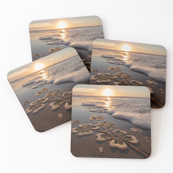 Item preview, Clover Leaf Outlines in Sunset Beach Sand designed and sold by chase-thewave.