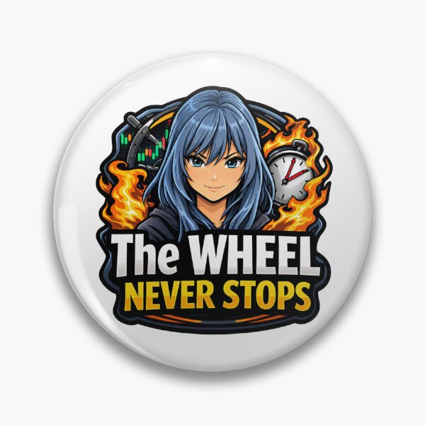 Item preview, The Wheel Never Stops – Options Wheel Strategy Trader | Premium Selling Meme | Theta Gang designed and sold by VolatilityEdge.
