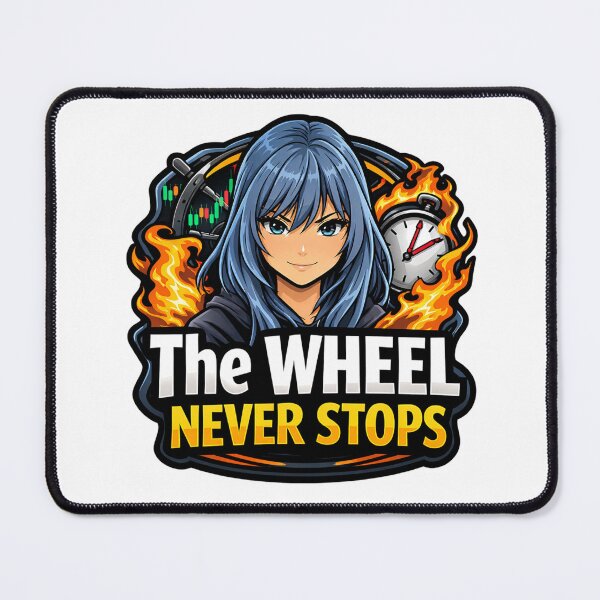 Item preview, The Wheel Never Stops – Options Wheel Strategy Trader | Premium Selling Meme | Theta Gang designed and sold by VolatilityEdge.