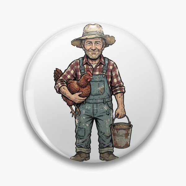 Item preview, Chicken Farmer with Straw Hat designed and sold by pictranoosa.
