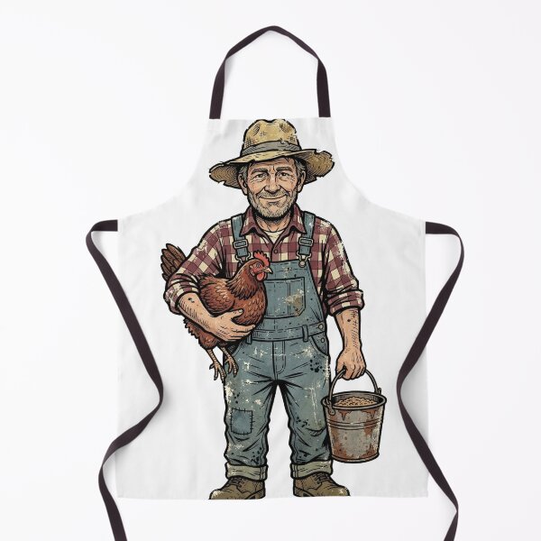 Item preview, Chicken Farmer with Straw Hat designed and sold by pictranoosa.