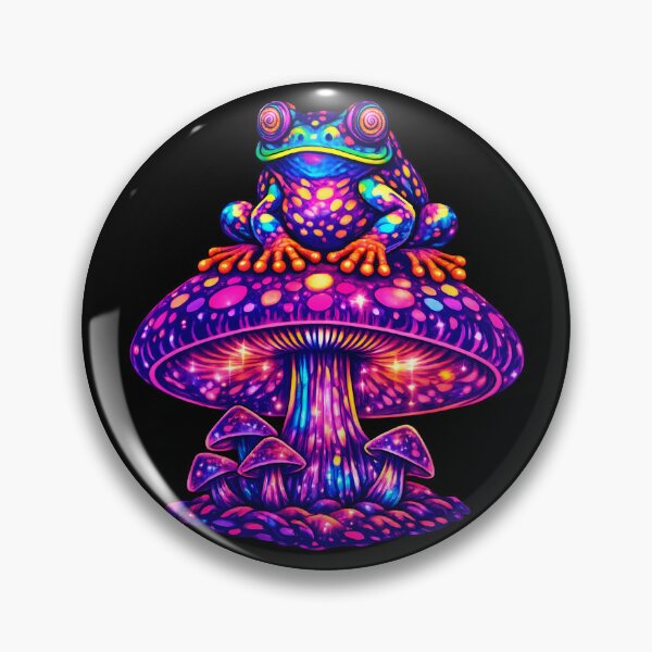 Item preview, Psychedelic Frog on Magic Mushroom – Trippy Neon Cosmic Frog Illustration designed and sold by RustedToad.