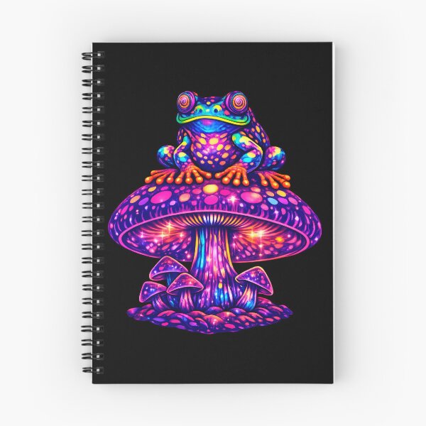Item preview, Psychedelic Frog on Magic Mushroom – Trippy Neon Cosmic Frog Illustration designed and sold by RustedToad.