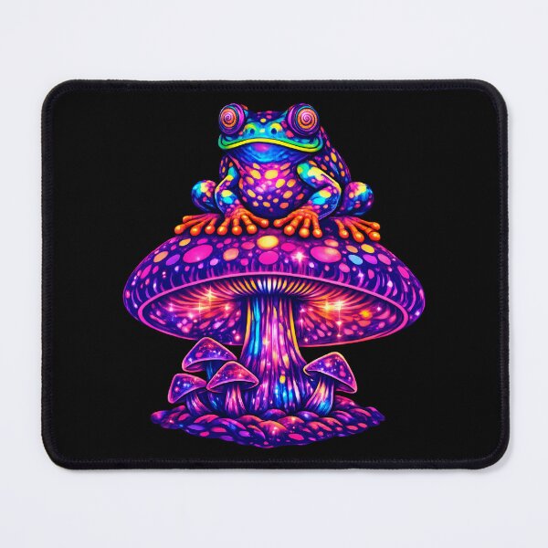 Item preview, Psychedelic Frog on Magic Mushroom – Trippy Neon Cosmic Frog Illustration designed and sold by RustedToad.