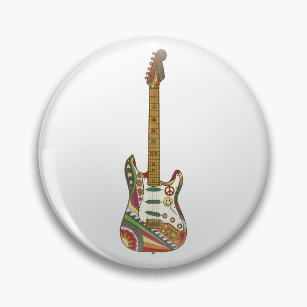 Item preview, Vintage Psychedelic Guitar Art White– Retro Hippie Rainbow Groovy Peace Design designed and sold by Kellie Espie Art.