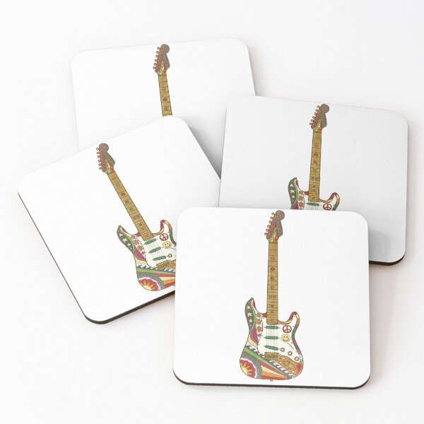 Item preview, Vintage Psychedelic Guitar Art White– Retro Hippie Rainbow Groovy Peace Design designed and sold by Kellie Espie Art.