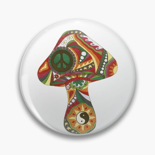 Item preview, Vintage Psychedelic Mushroom Art White– Retro Hippie Rainbow Groovy Peace Design designed and sold by Kellie Espie Art.