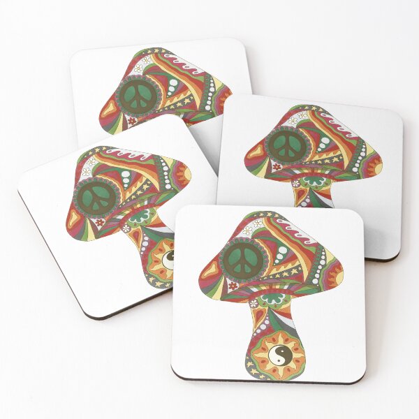 Item preview, Vintage Psychedelic Mushroom Art White– Retro Hippie Rainbow Groovy Peace Design designed and sold by Kellie Espie Art.