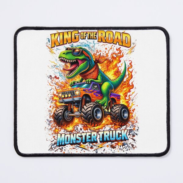 Item preview, T-Rex Monster Truck King of the Road - Retro Fire Graphic designed and sold by Skully-Studio.