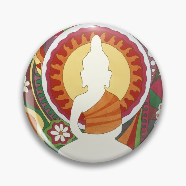 Item preview, Vintage Psychedelic Buddha Art White – Retro Hippie Rainbow Groovy Peace Design designed and sold by Kellie Espie Art.