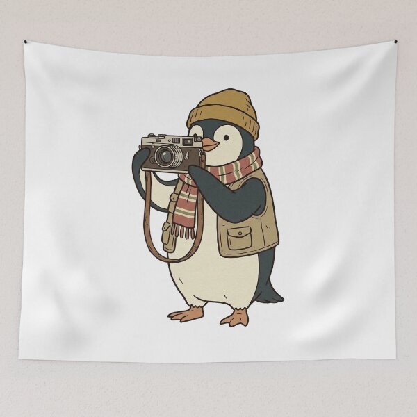 Item preview, Penguin Photographer with Film Camera designed and sold by pictranoosa.
