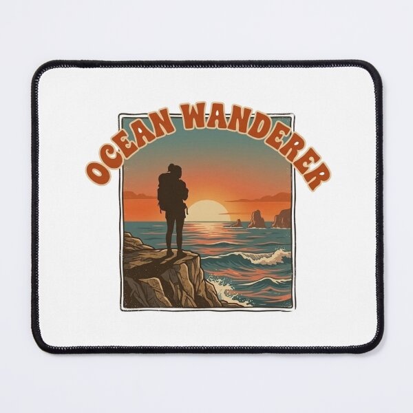 Item preview, Ocean Wanderer – Retro Solo Female Traveler Coastal Sunset Design designed and sold by Bloom & Quiet .