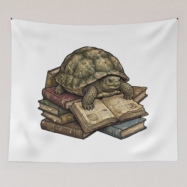 Item preview, Turtle Librarian with Old Books designed and sold by pictranoosa.