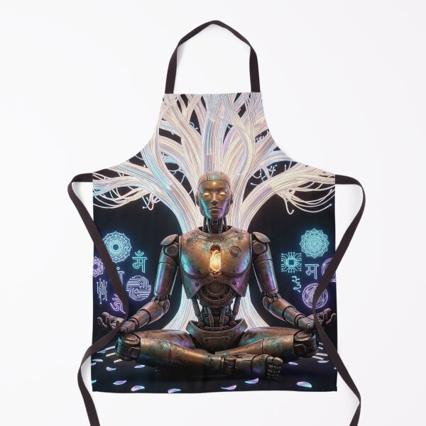 Item preview, Robot Monk Meditation Cyberpunk Zen designed and sold by MystArt1.