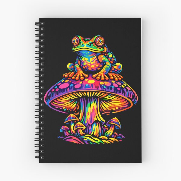 Item preview, Rainbow Psychedelic Frog on Magic Mushroom – Trippy Neon Frog Illustration designed and sold by RustedToad.