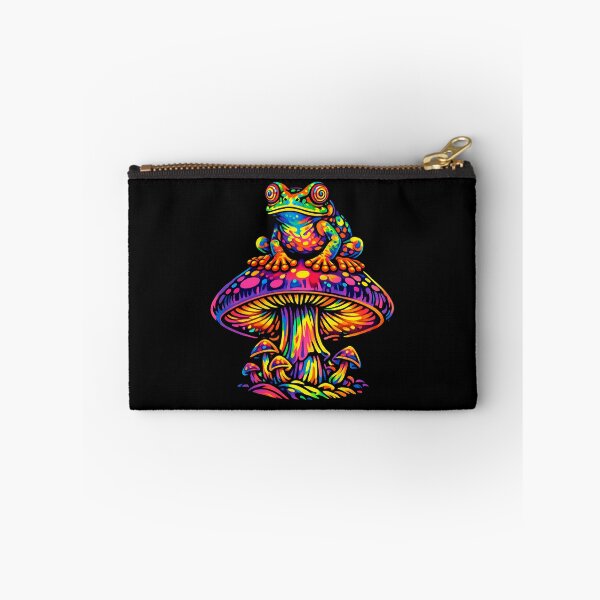 Item preview, Rainbow Psychedelic Frog on Magic Mushroom – Trippy Neon Frog Illustration designed and sold by RustedToad.