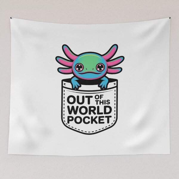 Item preview, Minimalist Glowing Axolotl Pocket - Spooky Cute Vaporwave Design designed and sold by Mr-wow.