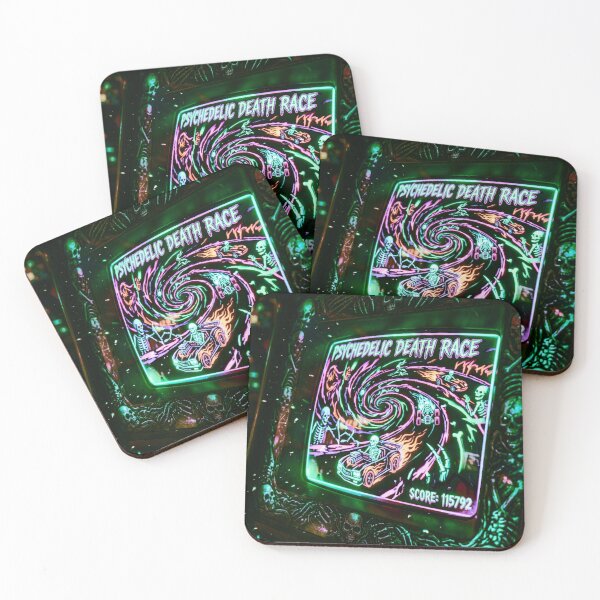 Item preview, Psychedelic Death Race - Retro Neon Arcade Skeletons designed and sold by TOTO GUYANA.
