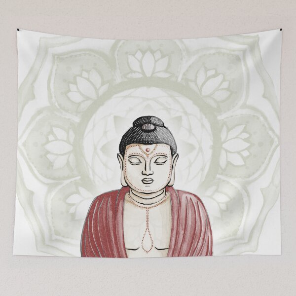 Item preview, Buddha Padma Watercolor - Fawn Coal Ruby - Tea Halo designed and sold by Irene Estelle.