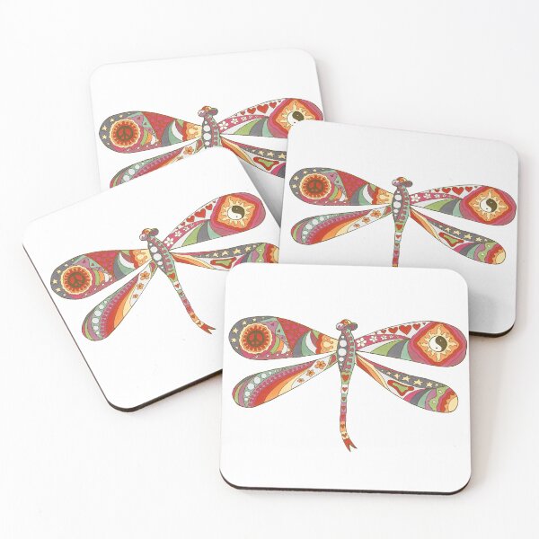 Item preview, Vintage Psychedelic Dragonfly Art White– Retro Hippie Rainbow Groovy Peace Design designed and sold by Kellie Espie Art.