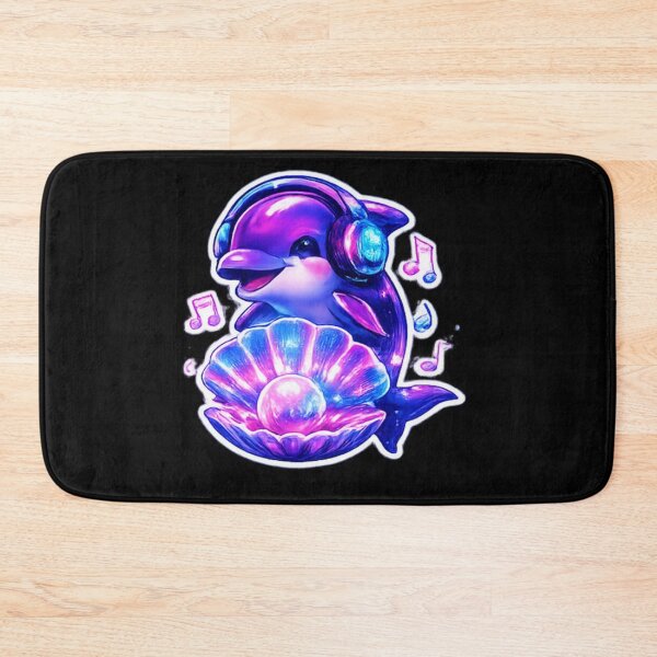 Item preview, Neon Baby Dolphin with Headphones – Cyberpunk Music Sticker designed and sold by 3free3street - Neon & Graffiti Digital Art.