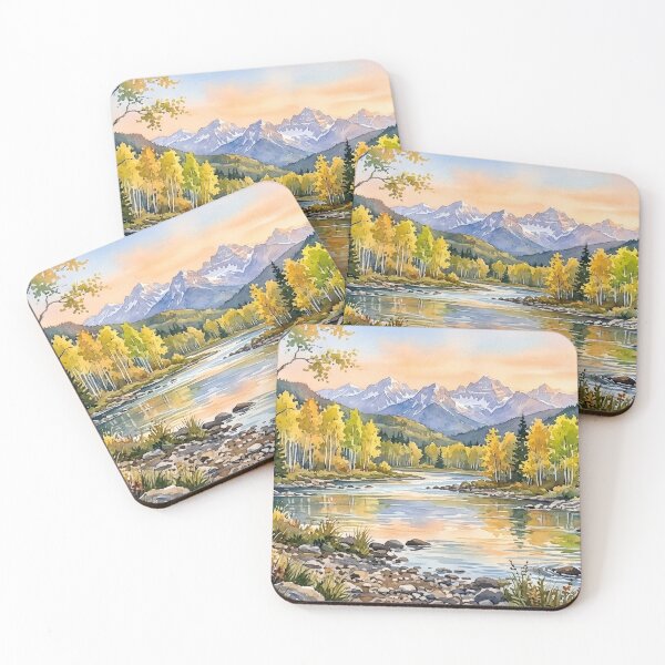 Item preview, Autumn Mountain River Landscape Painting designed and sold by Meteor Destroyer.