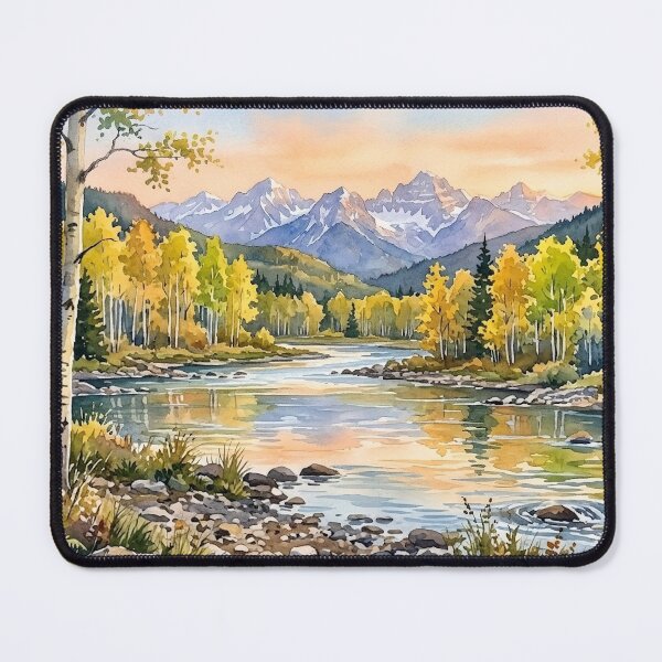 Item preview, Autumn Mountain River Landscape Painting designed and sold by Meteor Destroyer.