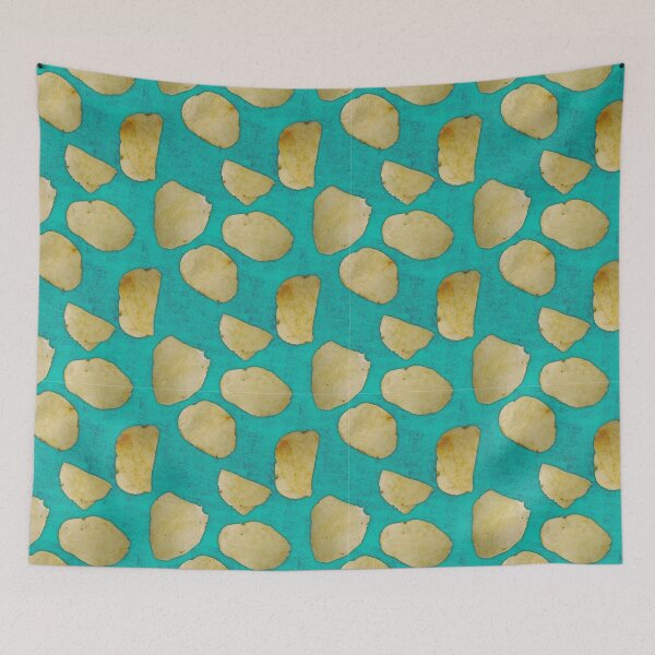 Item preview, Potato Chip seamless pattern on seafoam designed and sold by Paintbrushbetty.