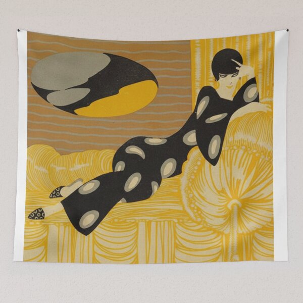 Item preview, Art Deco Fashion Illustration Reclining Flapper Woman Vintage Art Lovers designed and sold by RickE.