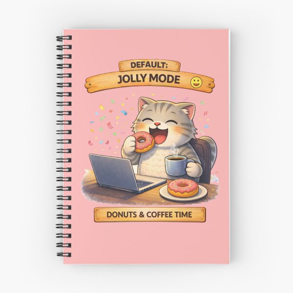 Item preview, Funny Cat Default Mode Jolly Mode Coffee and Donut Time Humor designed and sold by Mindworx21.