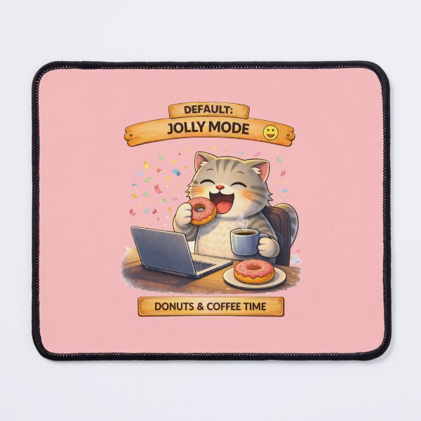 Item preview, Funny Cat Default Mode Jolly Mode Coffee and Donut Time Humor designed and sold by Mindworx21.