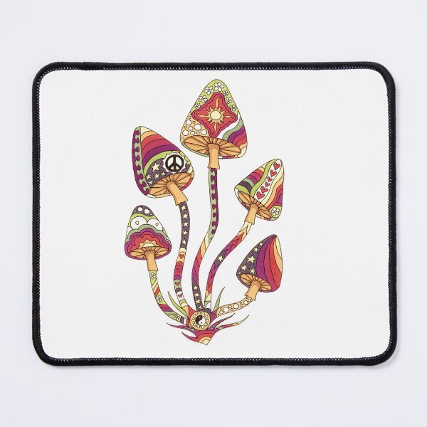 Item preview, Vintage Psychedelic 5 Mushrooms Art White– Retro Hippie Rainbow Groovy Peace Design designed and sold by Kellie Espie Art.