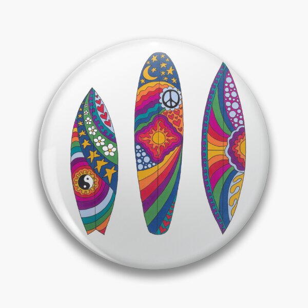 Item preview, Psychedelic Surfboards Art White– Retro Hippie Rainbow Groovy Peace Design designed and sold by Kellie Espie Art.